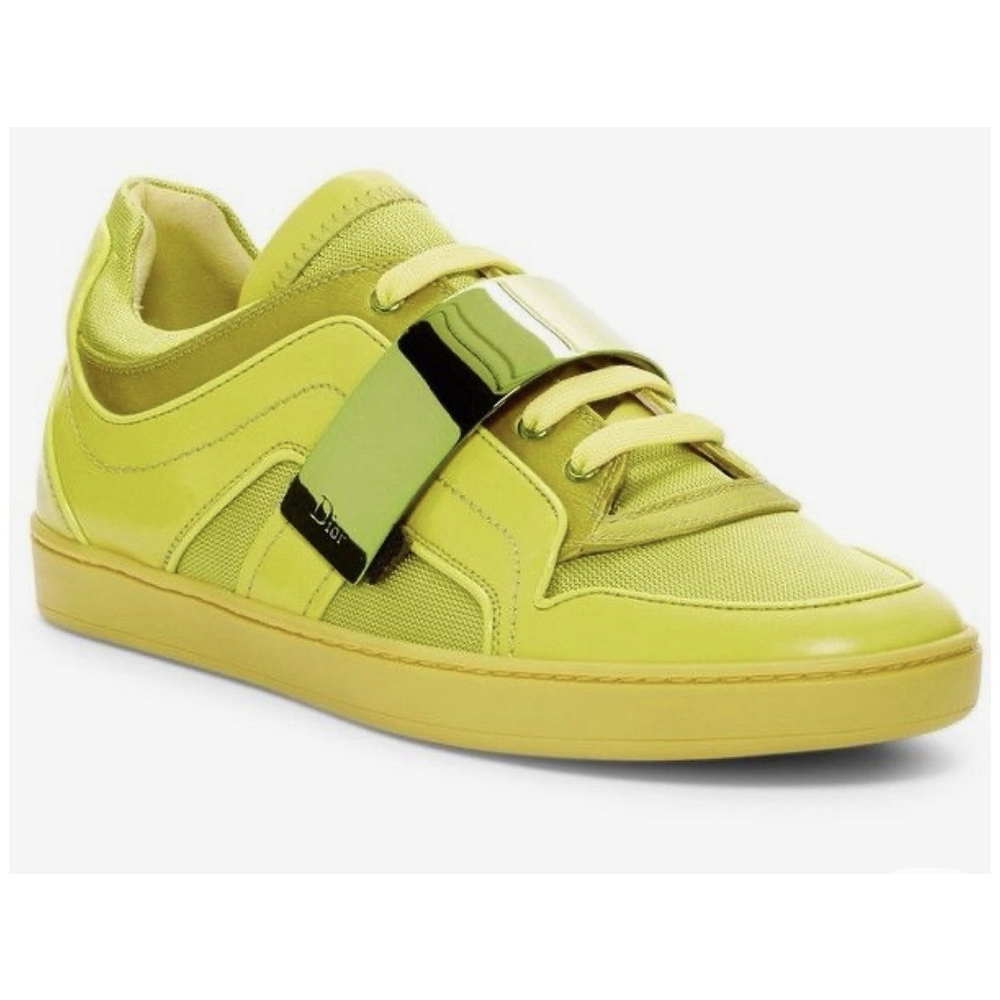 Dior B-Dee Cloth Trainers Yellow Green Size 36 - Picture 3 of 11